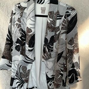 Chico's Monochrome and Brown Patterned Blazer